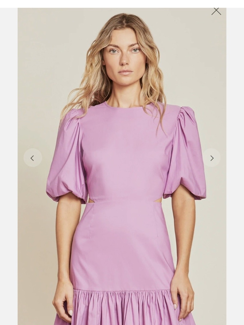 Veronica Beard Iker Lavender Midi Dress with Puff Sleeves and cutouts - size 12